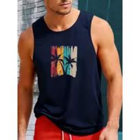 Men'S Vintage Distressed Beach Palm Tree Style Fitness Sleeveless Vest - Breathable Mesh Quick-Dry S