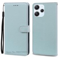 Dėl Xiaomi Redmi 12 dėklo Silikoninės odos piniginė atverčiamas dėklas Dėl Redmi 12 4G Dangtelis Apsauginis dėklas telefonui Dėl Redmi 12 5G Coque Funda for Redmi 12 (4G 5G) šviesiai mėlyna spalva