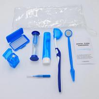 Dental Oral Care Kit With  Brush Portable Travel Cleaning Set For Patients With Braces mėlyna