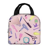 Barber Scissors Hairstylist Salon Series Print Lunch Bag Portable Thermal Cooler Insulated Bento Box for Kids Food Tote Bags One Size
