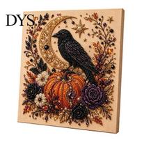 DIY Mosaic Crafts for Adults Halloween Faux Pearl Art Kit, Spooky Cute 3D Beads Painting Crafts, Ghost Pumpkin Decorations Gothic Cat Crow Wall 1pc