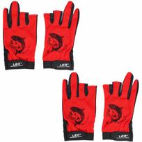 2 Pairs Breathable Fishing Gloves Fingerless Kayak Glove Durable Outdoor Sports Gloves  for Men raudona