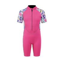 2mm Neoprene Kids Diving Wetsuit Short Sleeve Full Body Suit Girls Swimming Snorkeling Surfing Warm Water Sports Small