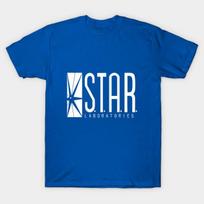 Men Black Print T-shirt S.T.A.R. Labs No-Cut Transfer Paper Print Cotton Tshirt L