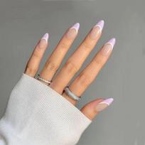 On Nails Full Cover Manicure Tool Flower Almond False Nails French Fake Nails Wearable Nail Tips 04