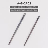 2pcs Leather Lacing Stitching Needles - Flat Head Leathercraft Needle for Hand Sewing Leather Cord, Single & Double Hole Design