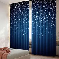Starry Night Sky Curtains Abstract Twinkles Dark Blue Suitble Bedroom Living Room College Dorm Curtain Set Of 2 Made Polyester Washable Area Ready W100*H70(CM)-Hooks&2PCS