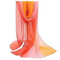 Sunscreen Ultrathin See-through Rectangle Chiffon Scarf Summer Gradient Color Long Shawl Costume Accessories tamsiai oranžinės spalvos