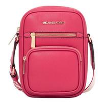 MICHAEL KORS Jet Set Logo Zip Closure Calf Leather Crossbody Shoulder Bag Medium Women's Light Berry ruda