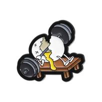 Cute Cartoon Broken Egg Lifting Dumbbell Brooch Peplum Badge Clothes Lapel Pin Backpack Accessory Jewelry Gift For Friends