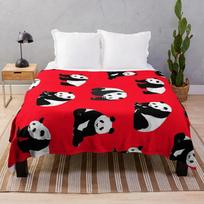 Panda White and Black Bear Flannel Throw Blanket Cute Kawaii Wild Animal Blanket for Living Room Couch Sofa Blanket King Size Size: 75*100cm, Weight: 230 GSM