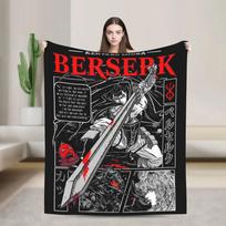 Berserk Anime Soft Plush Throw Blanket for Kids Funny Flannel Bedspread for Couch Bed and Sofa Size: 75*100cm, Weight: 230 GSM