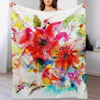 Floral Throw Blanket Ultra Soft Flannel Fleece Blanket for All Seasons Size: 75*100cm, Weight: 230 GSM