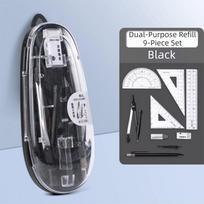 9Pcs/Set Protractor Math Geometry Kit Straight Ruler Drawing Tool Set Transparent Ruler Set  Gift juoda