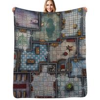 Dungeon Delve Adventure Fantasy RPG Map Throw Blanket Foldable Soft Warm Blanket for Outdoor Use Size: 75*100cm, Weight: 230 GSM
