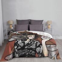 Blanket Fashion Custom Fox Elf Elves Japanese Asian Clouds Stained Glass Stained Glass Art Size: 75*100cm, Weight: 230 GSM