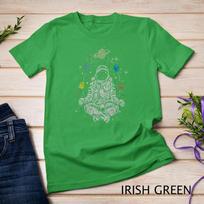 Vintage Lotus Meditating Astronaut Zen Yoga Planets Universe Unisex T-shirt 2 S