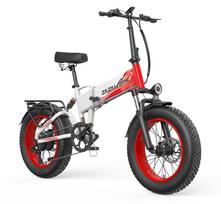 ZAZAWORK CF1000,Folding electric bicycle, 1000W motor, 48V 20Ah battery, top speed of 45 km/h, and a range of 50–60 km. balta/raudona