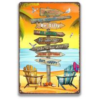 Retro Vintage Beach Tin Sign Beach Surfing Boards Canvas Print Wall Decor for Home Beach House Bar Pub Room 20X30CM