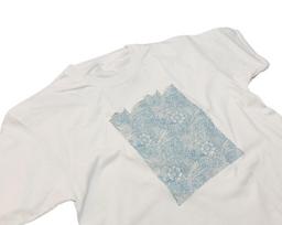 William Morris Blue Marigold T-Shirt, Retro Floral Art Print L