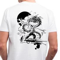 Personalized T-shirt - Kung Fu Master with Dragon in black and white S