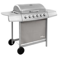 vidaXL 6-Burner Gas Barbecue Grill Silver