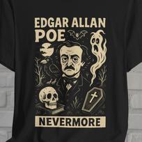 Edgar Allan Poe T-Shirt Nevermore Comic Style Tee Raven Graphic Shirt Black Tee Gothic Horror Style Gift For Literature Lover S