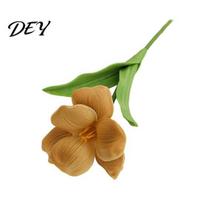 Decorative Flower Stems Artificial Opening Tulip with Stem, Realistic Fake Flower, Faux UV Resistant Flowers Bloom for Wedding Party Home Office Table
