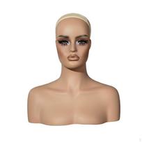 Mannequin Head with Shoulders PVC Shoulder Makeup Face for Shop Window, Salon, Photo