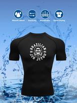 Men's Black Brazilian Jiu Jitsu Gorilla Print Compression Rash Guard, Absorbent Elastic Quick Drying Breathable BJJ MMA Martial Arts Training Top S juoda