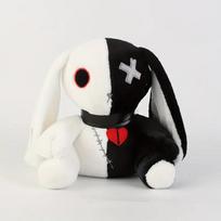 Baisus Gotiškas Triušis Pliušinis Juodas Ir Baltas Kontrastinis Crazy Rabbit Šlykštus Gotikinis Triušis Mielas Pliušinis Žaislas Helovino Gimtadienio Dovana 25cm