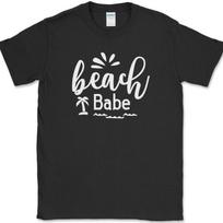 Beach Babe T-Shirt Funny Ocean Trip Surfing Text Tee S