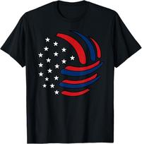 Volleyball American Flag Patriotic USA Stars and Spikes T-Shirt S