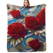 Vibrant Floral Design Throw Blanket Warm Comfortable Blanket for Office Napping Size: 75*100cm, Weight: 230 GSM