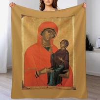Chanter Angelos Akotandos - St Anne with the Virgin Throw Blanket Warm Napping Blanket for Office Couch Bed Size: 75*100cm, Weight: 230 GSM