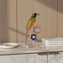 Krištolinė papūgos statulėlė Atspindinti šviesą Geometrinė stiklinė paukščio skulptūra Blizganti 12-28cm a Single Bird gray