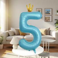 Shicai Crown Blue Number Balloon Children's First Birthday Scene Decoration Boys and Girls Birthday Gift Photo Prop 5
