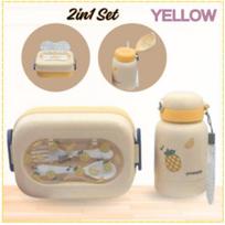 Kids Student Double Layer 2 in 1 Bento Lunch Box Tumbler Set Microwave Safe Food Grade for Outdoor Activities