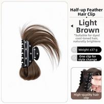 Elegant Fluffy Messy Bun Hair Extensions Straight Hair Chignon  for Women šviesiai ruda spalva