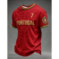 2026 m. leidimo Portugalijos futbolo treniruočių marškinėliai - 3D skaitmeninė spauda - Patogūs ir pralaidūs orui - Šeimos drabužiai L brown