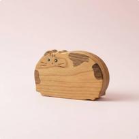Cat Shaped Jewelry Box Wood Wooden Trinket Portable Small Storage Case for Women, Cherry Wood