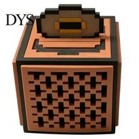 Pixel Art Decor Fidget Puzzle Cube Music Box, 3D Printed Game Toy Mechanical Box for Anxiety Relief, Small Musical Play Kids, Adults Unique A