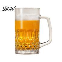 Robust Beer Mug for Home Mug, 500ml Large Capacity Glass Cup, with Thickened Wall And Durable Heavy Duty Handle Design, Clear Cup Drinking Juice 500ML A