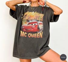 Lightning McQueen Comfort Colors Shirt, Disney Pixar Cars Movie Tee, Radiator Springs Sunset T-Shirt, Cars Movie Fan Gift 3XL