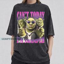 Funny Shrek Meme Shirt, Can't Today I'm Swamped Graphic Tee L