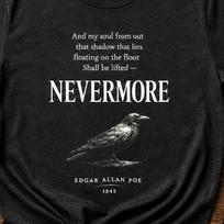 Edgar Allan Poe Shirt, The Raven Poem Tee | Literary Graphic T-Shirt, Dark Academic Gothic Apparel, Vintage Bookish Raven Unisex Top L