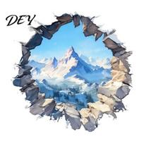 Peel And Stick Wall Murals Snow Peak Sticker, 3D Landscape Decorative Decal, Durable Waterproof Mural for Bathroom PVC Window Film, Living Room A