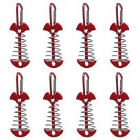 8 Pieces Fishbone Ground Pegs Metal Deck Anchor Vermilion Peg for Campers, 8PCS with Buckle