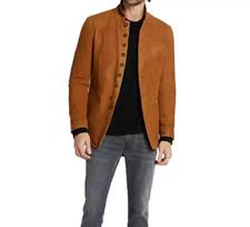 Stylish Real Soft Party Casual Fit Men's Shirt Suede Brown Handmade Lambskin Leather S ruda
