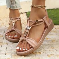 Fashion New Women Summer Sandals Women Shoes Bohemia Gladiator Beach Flat Casual Sandals Leisure Female Ladies Women Slip On Sandalias 36 rožinė